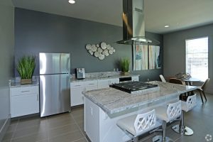 large community kitchen with stainless steel appliances